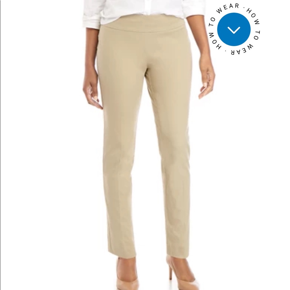 CROWN&IVY Size 12 Ashley Bi Tan Stretch Pull Up Pants